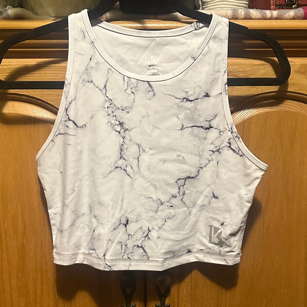 BuffBunny White and Black Marble Tank Top